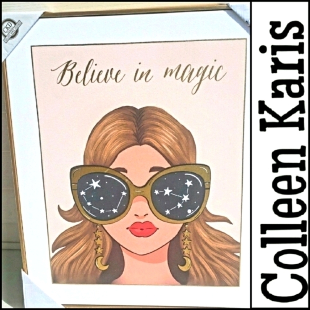 NEW! COLLEEN KARIS Believe In Magic Framed Wall Art.